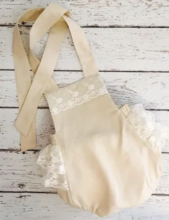 Girls linen romper beige