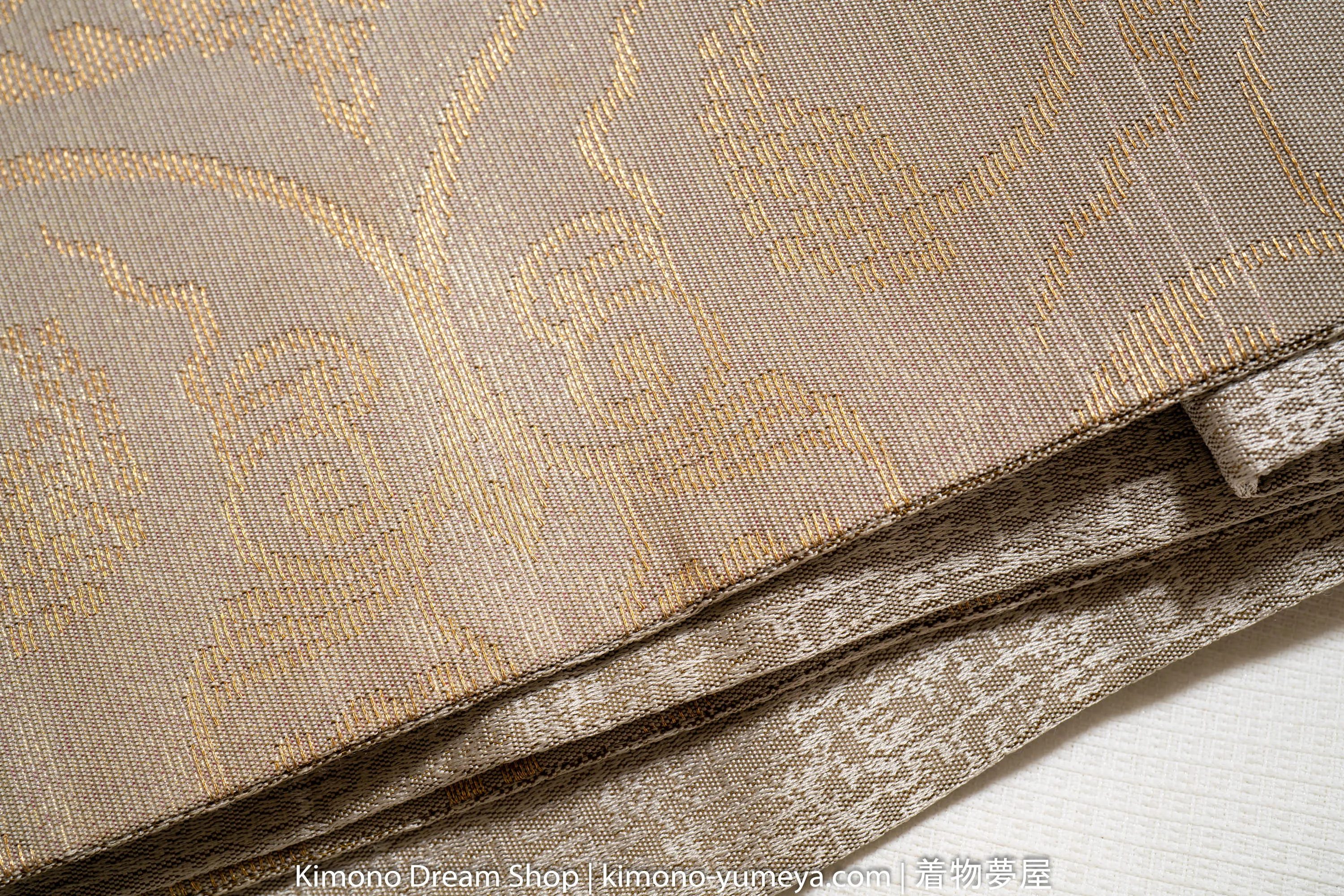 Grey Gold Gothic Patterns Floral Fukuro Obi