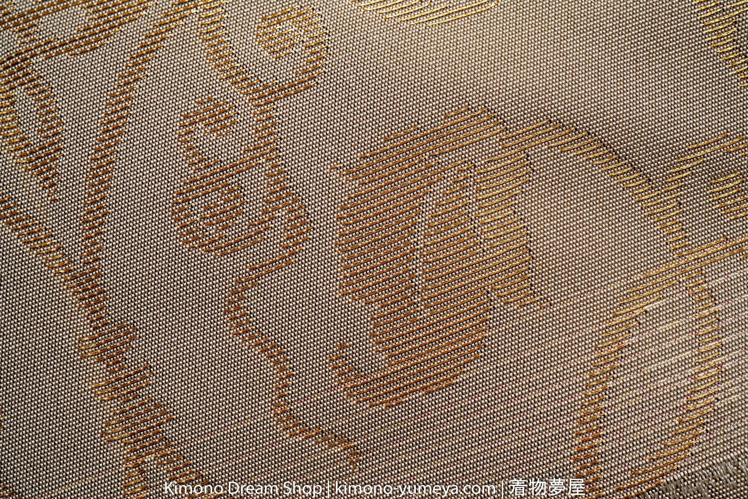 Grey Gold Gothic Patterns Floral Fukuro Obi