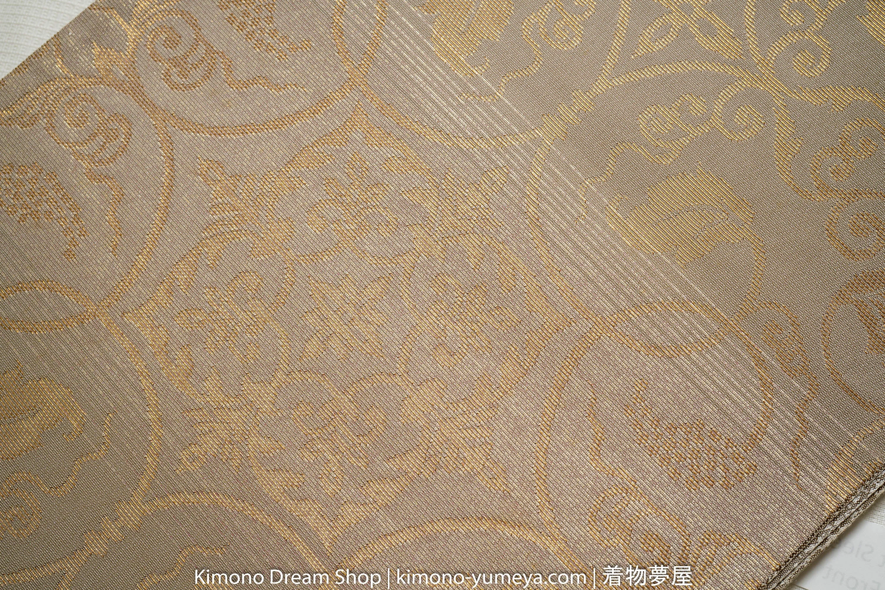 Grey Gold Gothic Patterns Floral Fukuro Obi