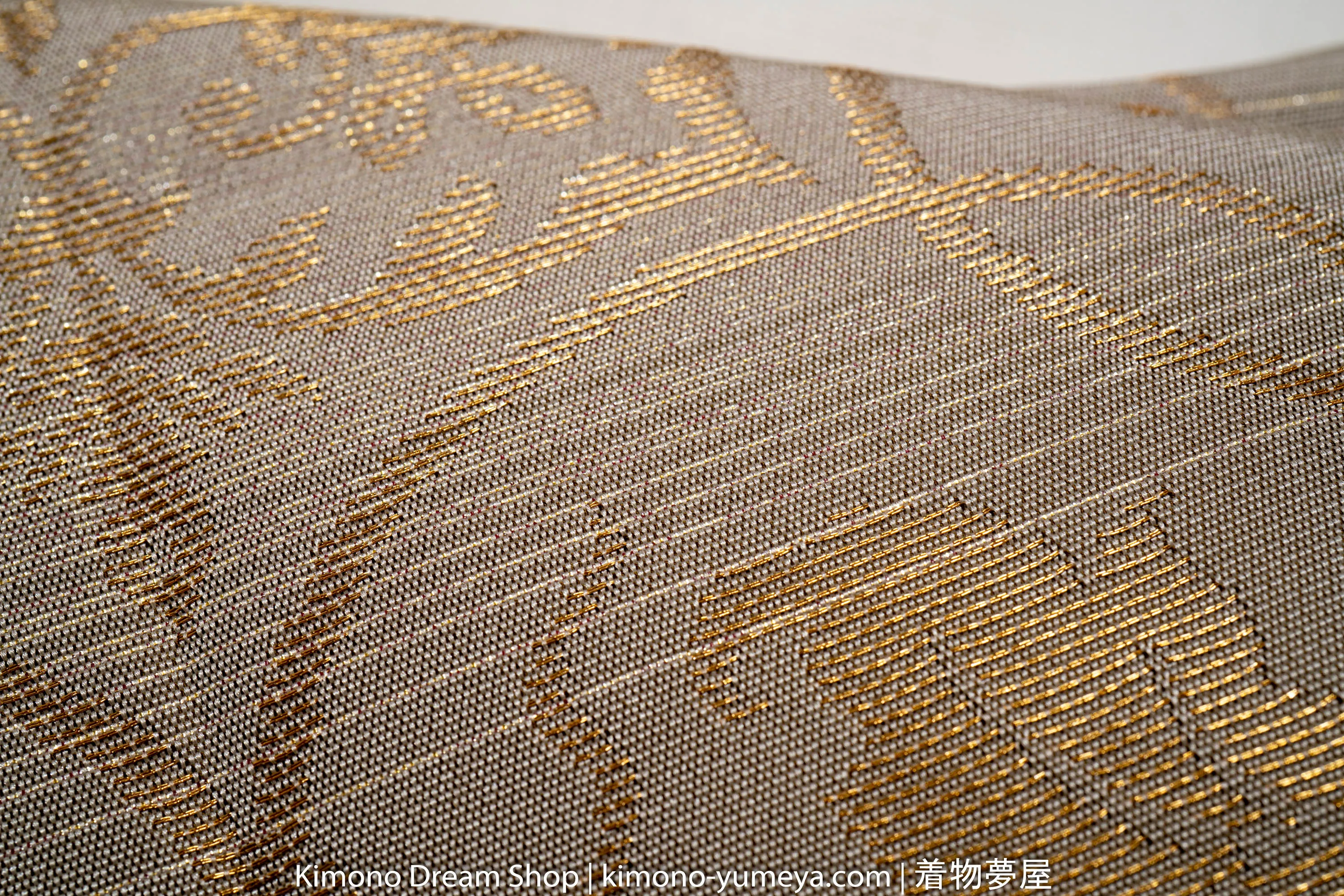 Grey Gold Gothic Patterns Floral Fukuro Obi