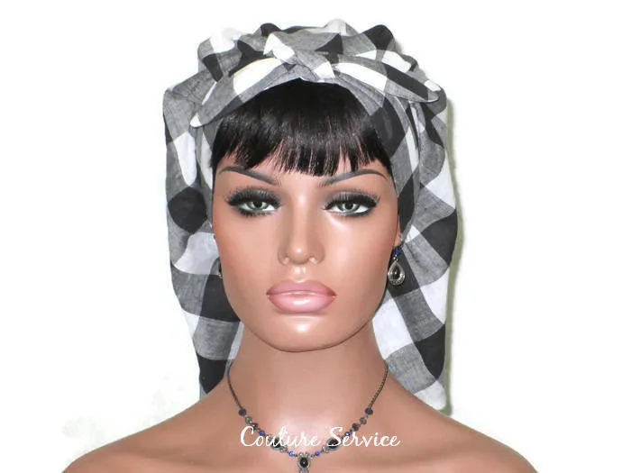 Handmade Lined Scarf Hat, Plaid, Black