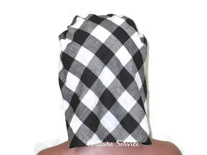 Handmade Lined Scarf Hat, Plaid, Black