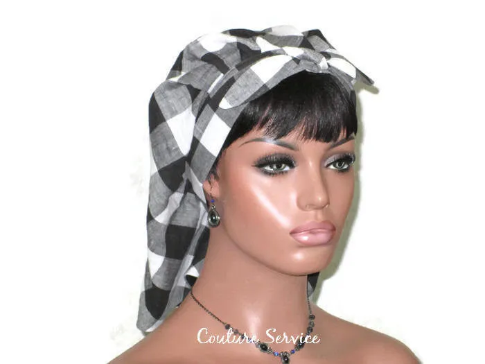 Handmade Lined Scarf Hat, Plaid, Black
