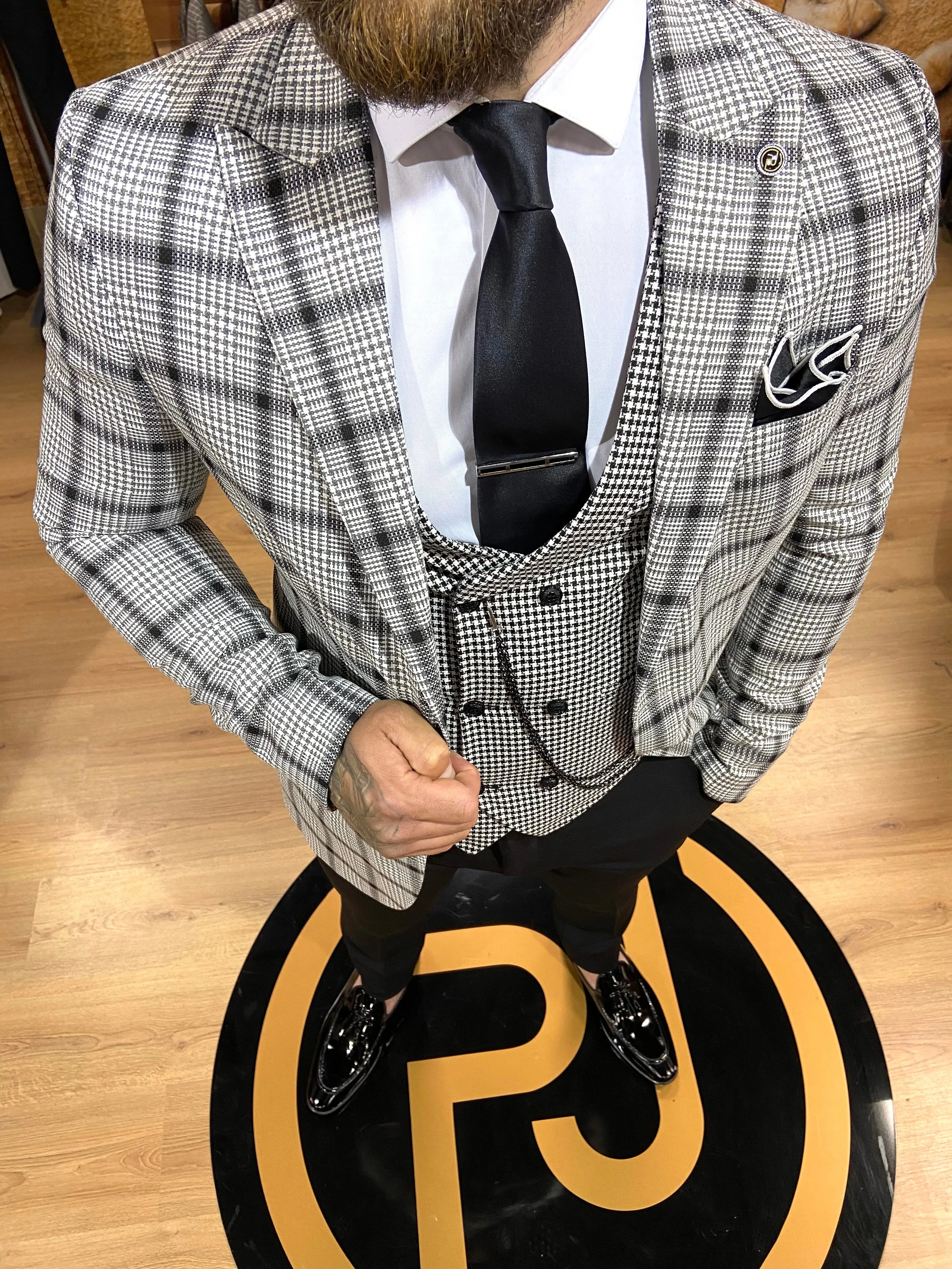 Hartley - Grey/Black 3 Piece Suit