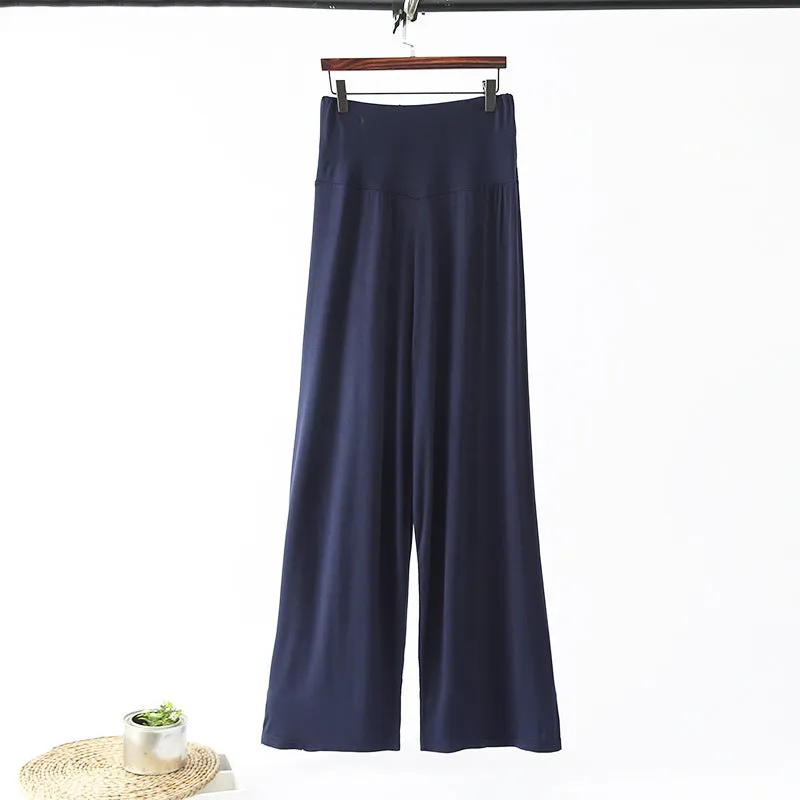 High Waist Wide Leg Straight Pants Women Korean Casual Loose Plus Size Modal Long Culottes