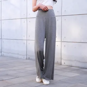 High Waist Wide Leg Straight Pants Women Korean Casual Loose Plus Size Modal Long Culottes