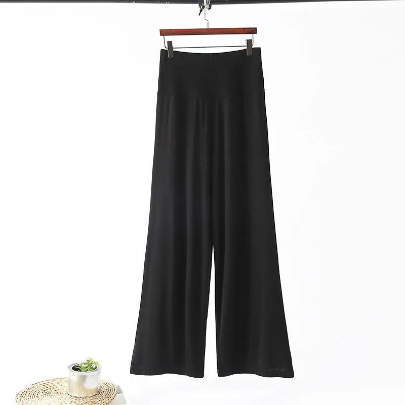 High Waist Wide Leg Straight Pants Women Korean Casual Loose Plus Size Modal Long Culottes