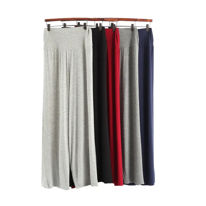 High Waist Wide Leg Straight Pants Women Korean Casual Loose Plus Size Modal Long Culottes