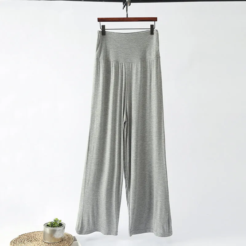 High Waist Wide Leg Straight Pants Women Korean Casual Loose Plus Size Modal Long Culottes