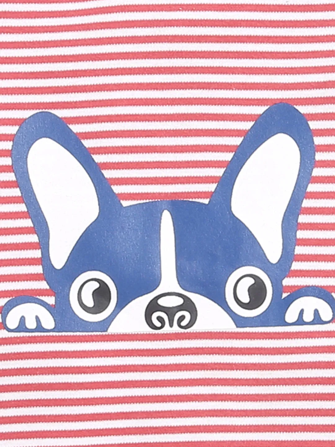 Horizontal Strip Cat Print Lap Shoulder Half Romper For Unisex Baby