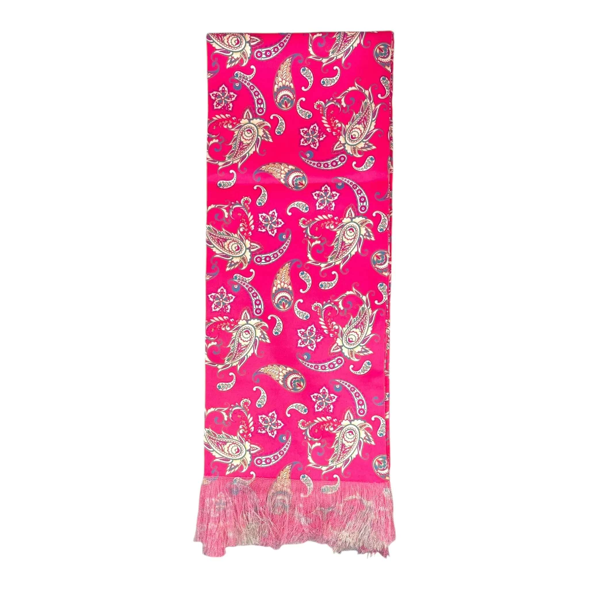 Hotpink Paisley Printed Scarf With Pocket Square