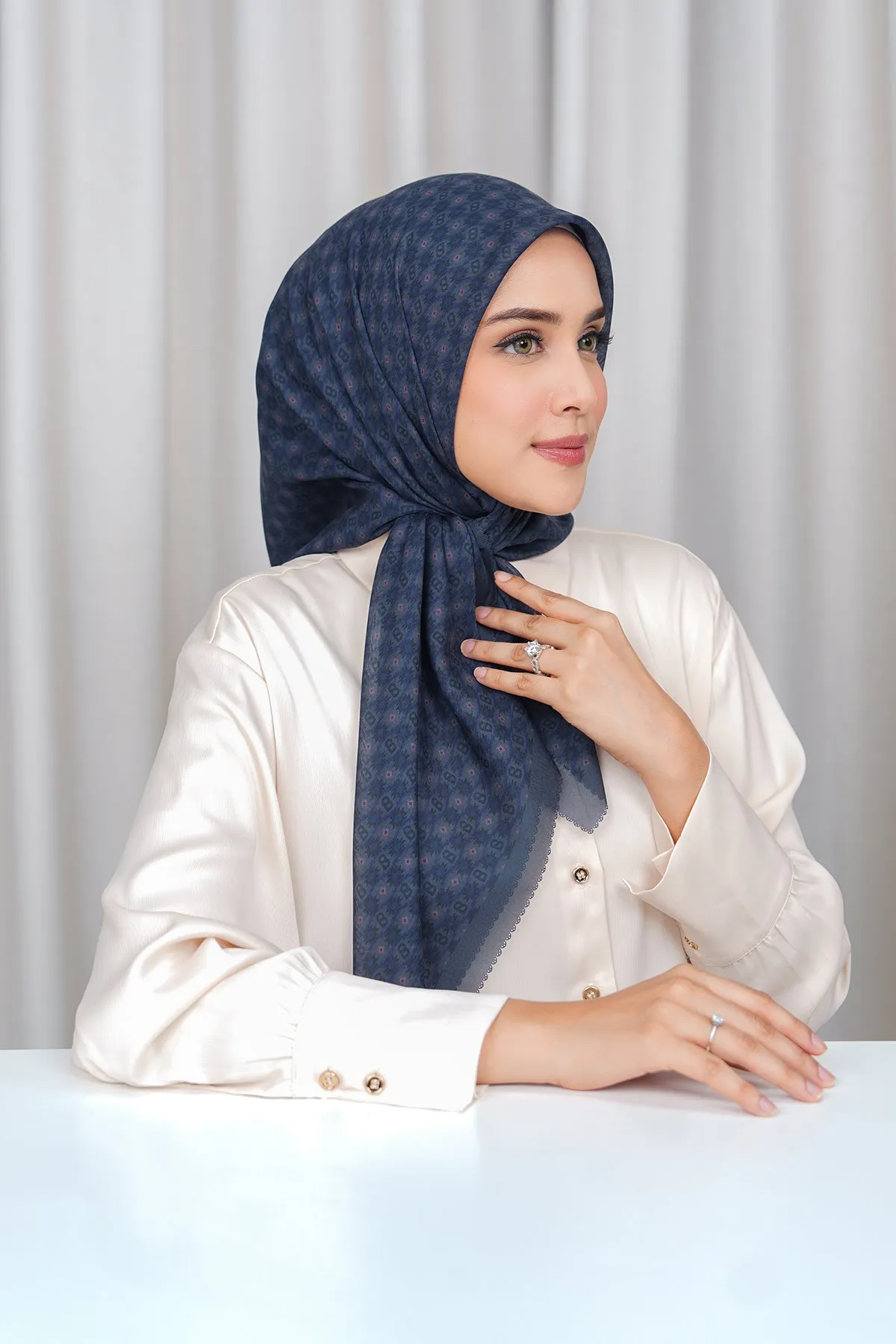 Ikat Voile Square - Blue Nights