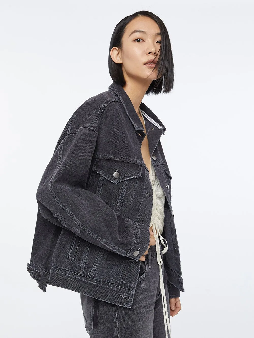 Imaan x FRAME Le Jagged Oversized Jacket -- Cornell
