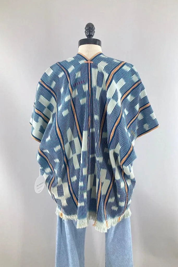 Indigo Baoule Cotton Cardigan - Blue Orange Stripe