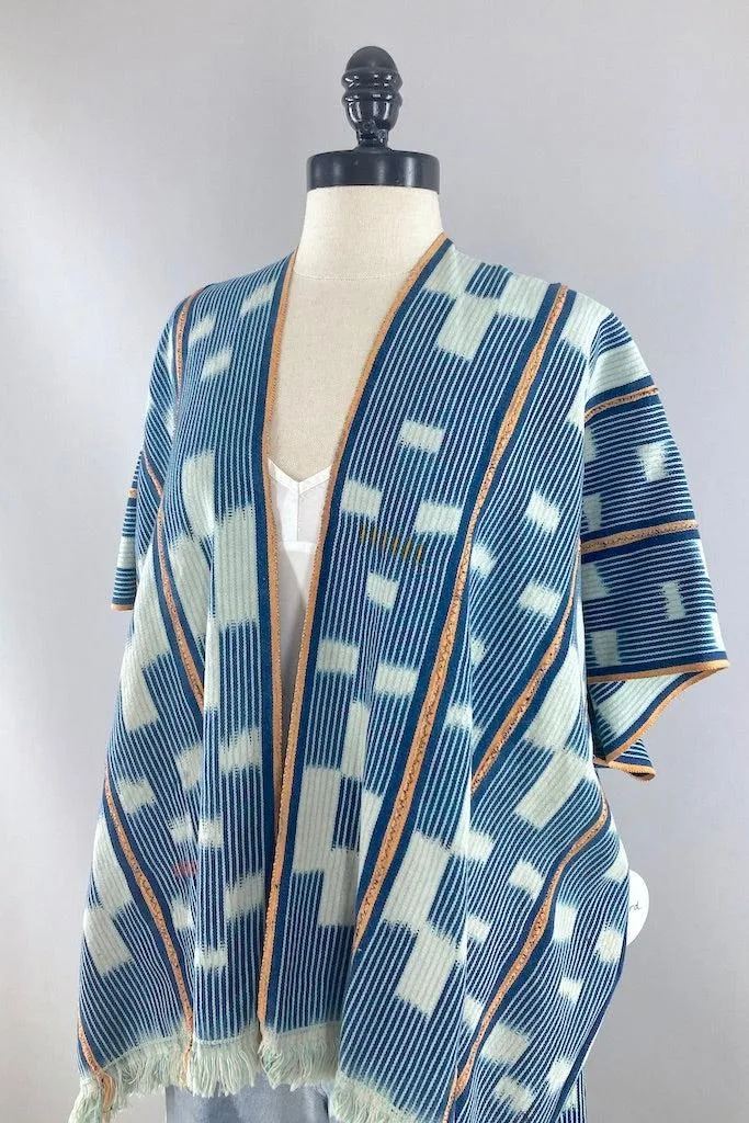 Indigo Baoule Cotton Cardigan - Blue Orange Stripe