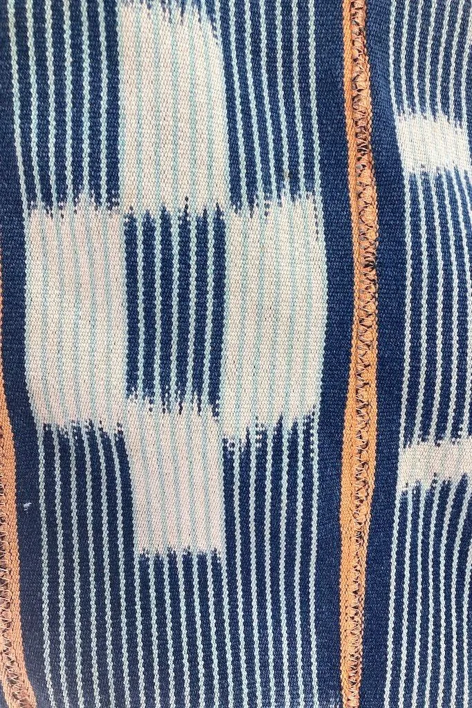 Indigo Baoule Cotton Cardigan - Blue Orange Stripe