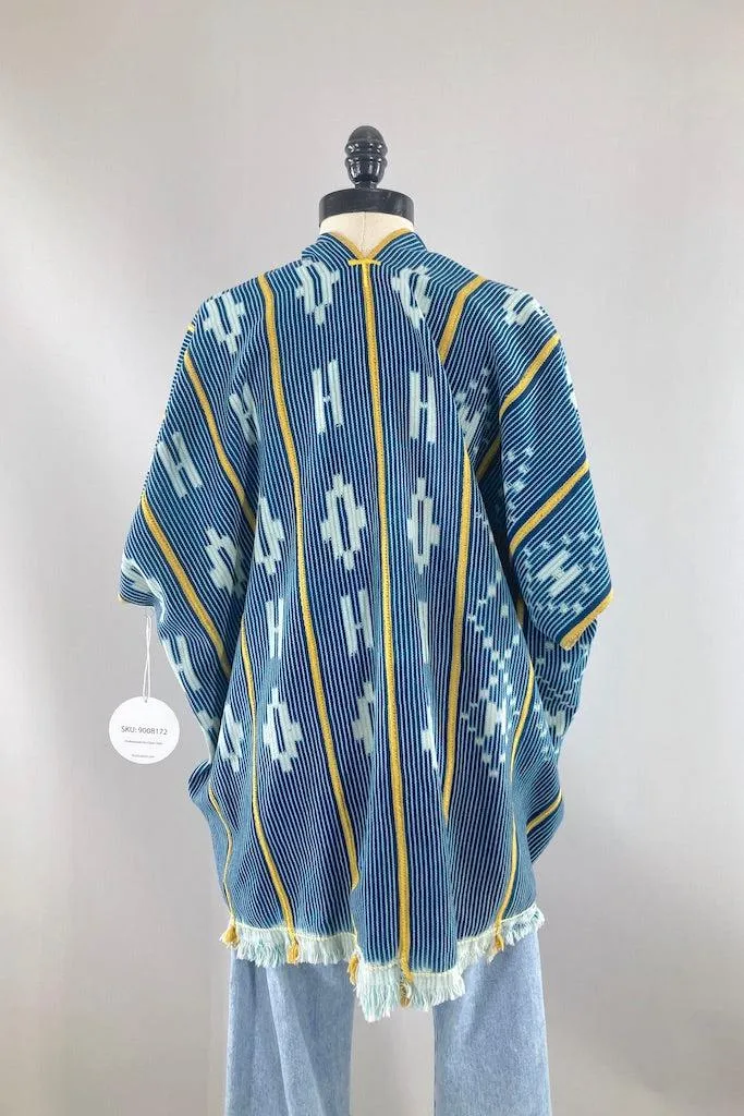 Indigo Baoule Cotton Cardigan - Navy Blue & Yellow