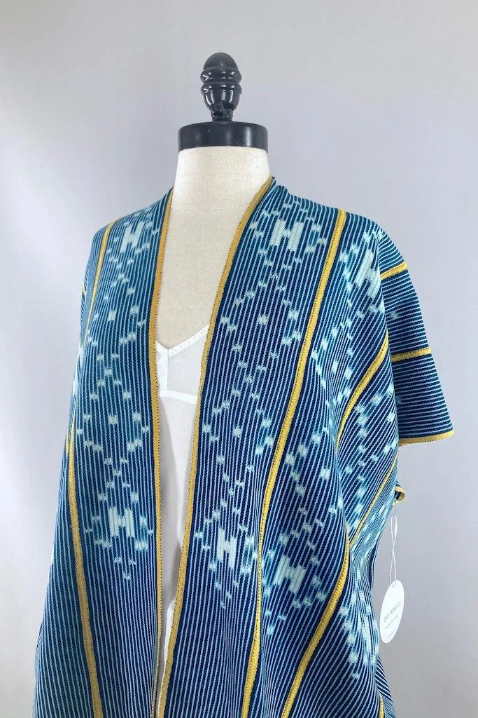 Indigo Baoule Cotton Cardigan - Navy Blue & Yellow