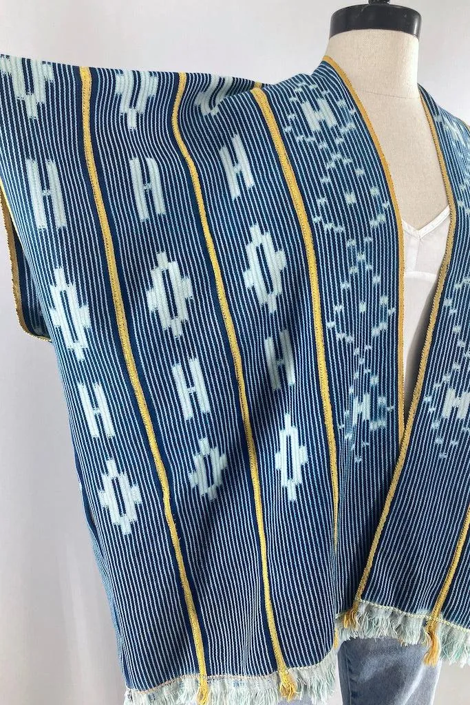 Indigo Baoule Cotton Cardigan - Navy Blue & Yellow