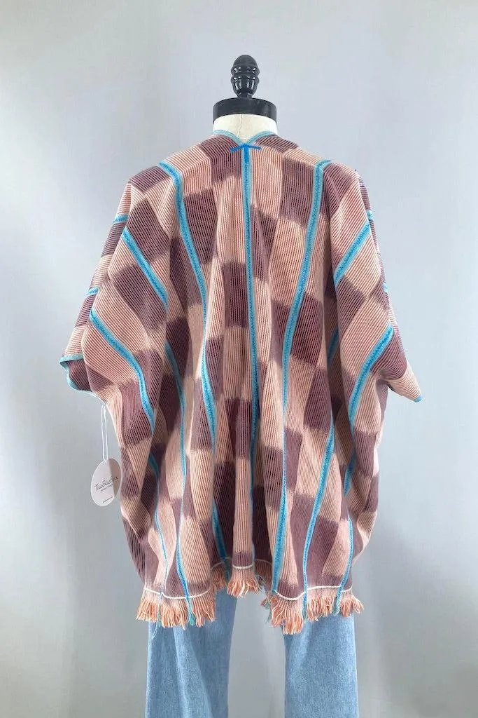 Indigo Baoule Cotton Cardigan - Orange & Sky Blue