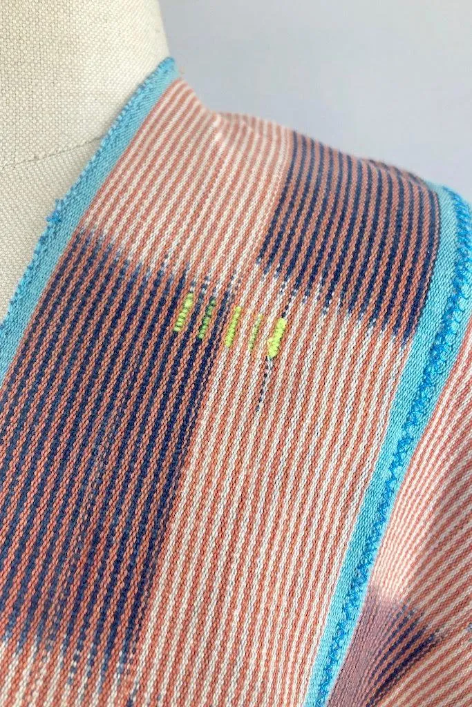 Indigo Baoule Cotton Cardigan - Orange & Sky Blue