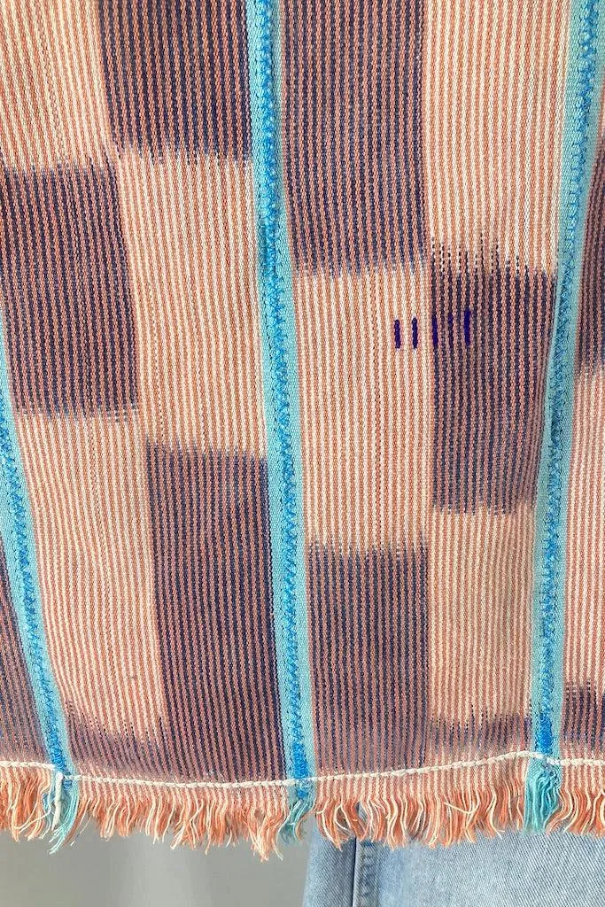 Indigo Baoule Cotton Cardigan - Orange & Sky Blue