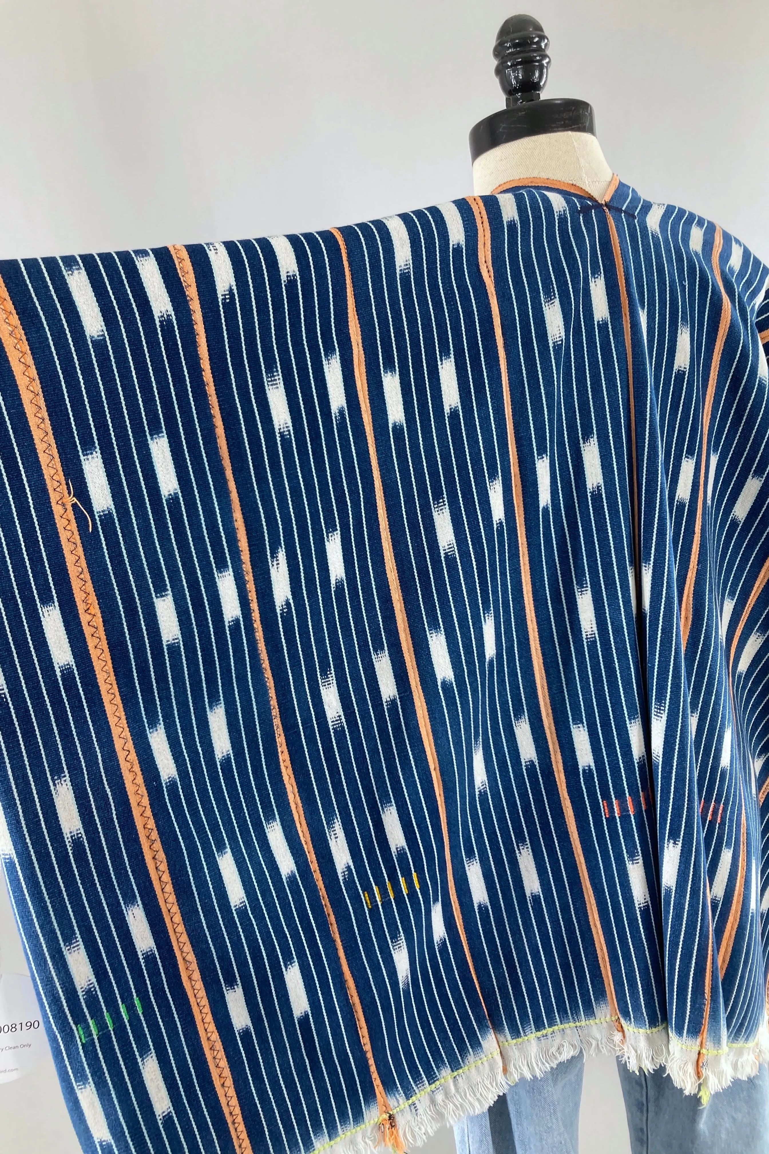 Indigo Blue Cotton Cardigan - Indigo Blue & Orange