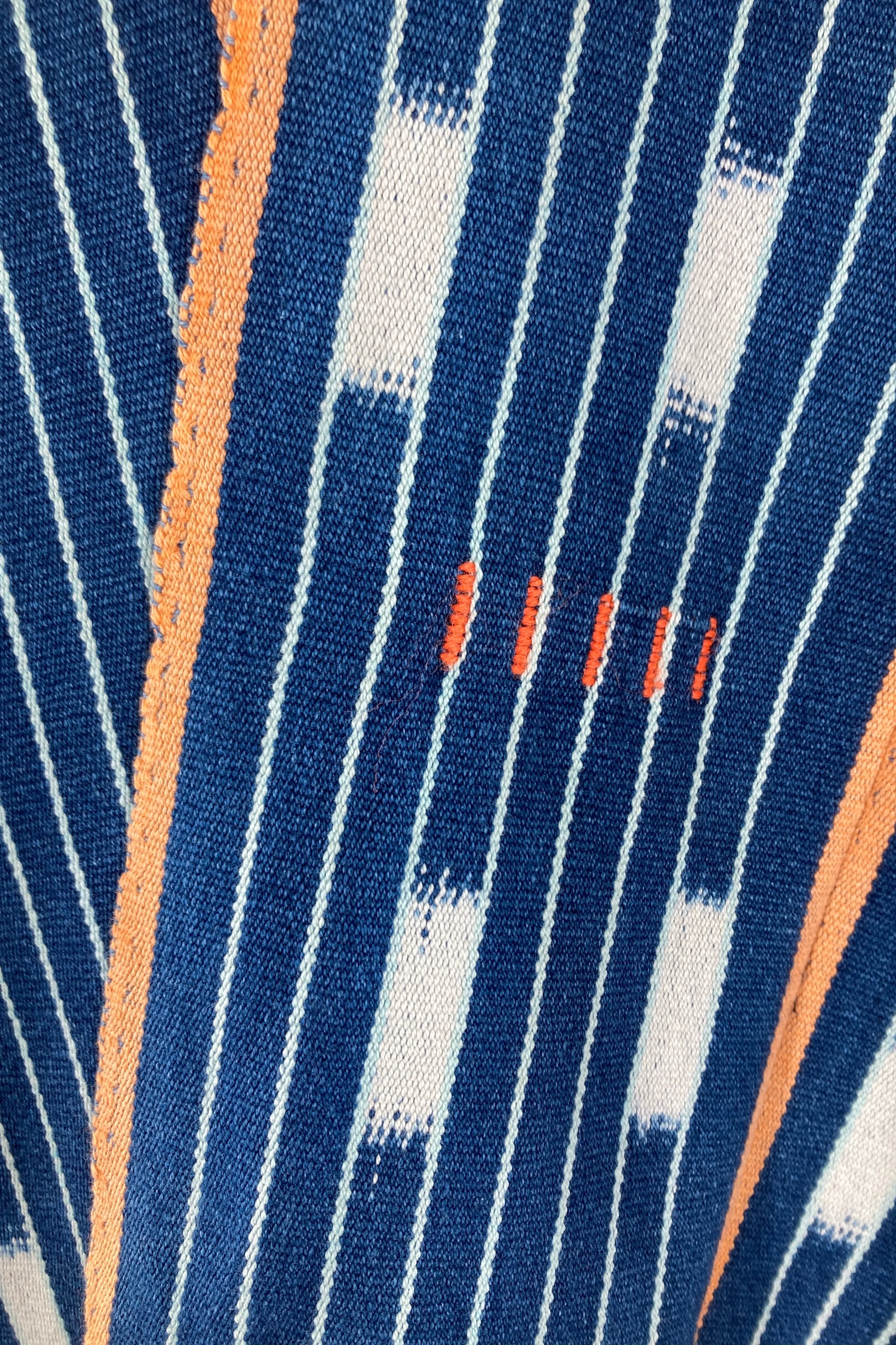 Indigo Blue Cotton Cardigan - Indigo Blue & Orange