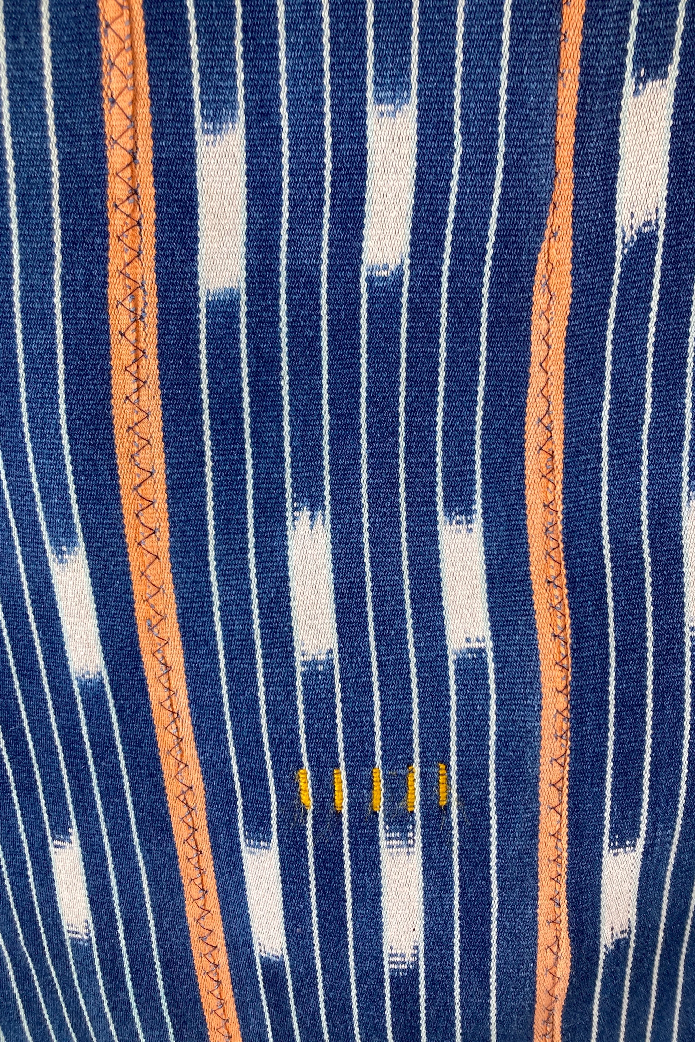 Indigo Blue Cotton Cardigan - Indigo Blue & Orange