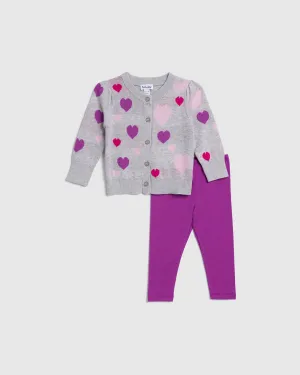 Infant Girl Tossed Hearts Sweater Set