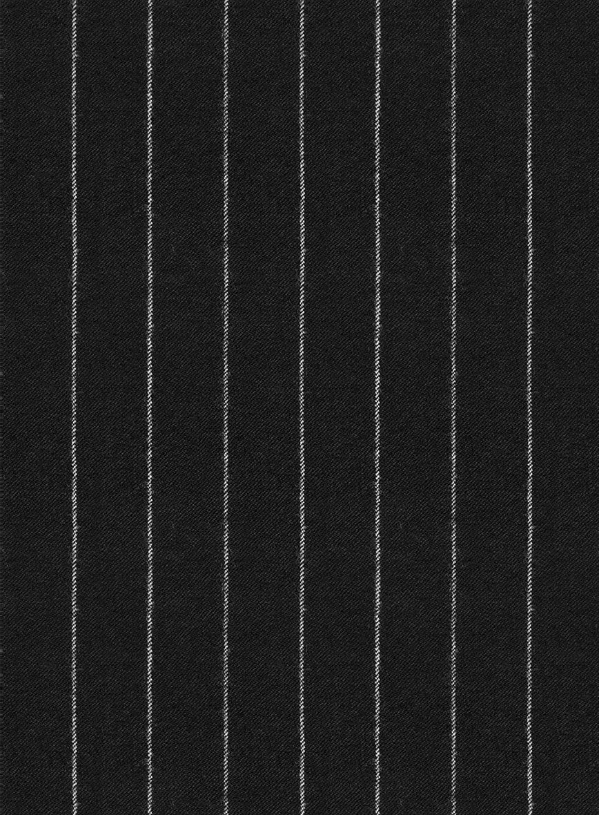 Italian Afito Black Chalkstripe Flannel Suit