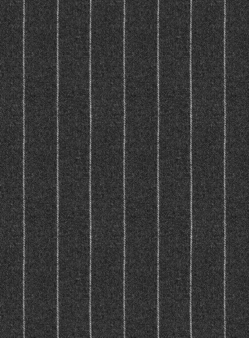 Italian Afito Dark Gray Chalkstripe Flannel Jacket