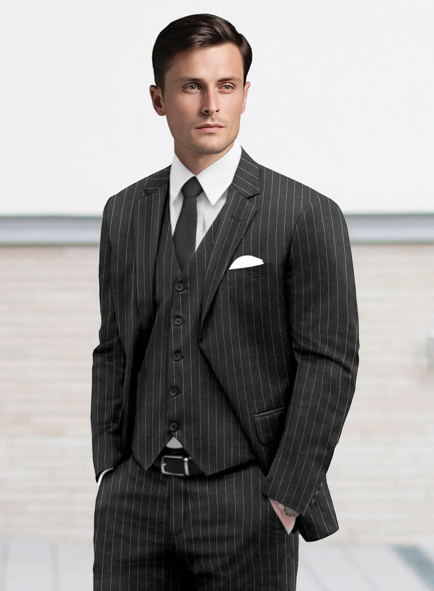 Italian Afito Dark Gray Chalkstripe Flannel Jacket