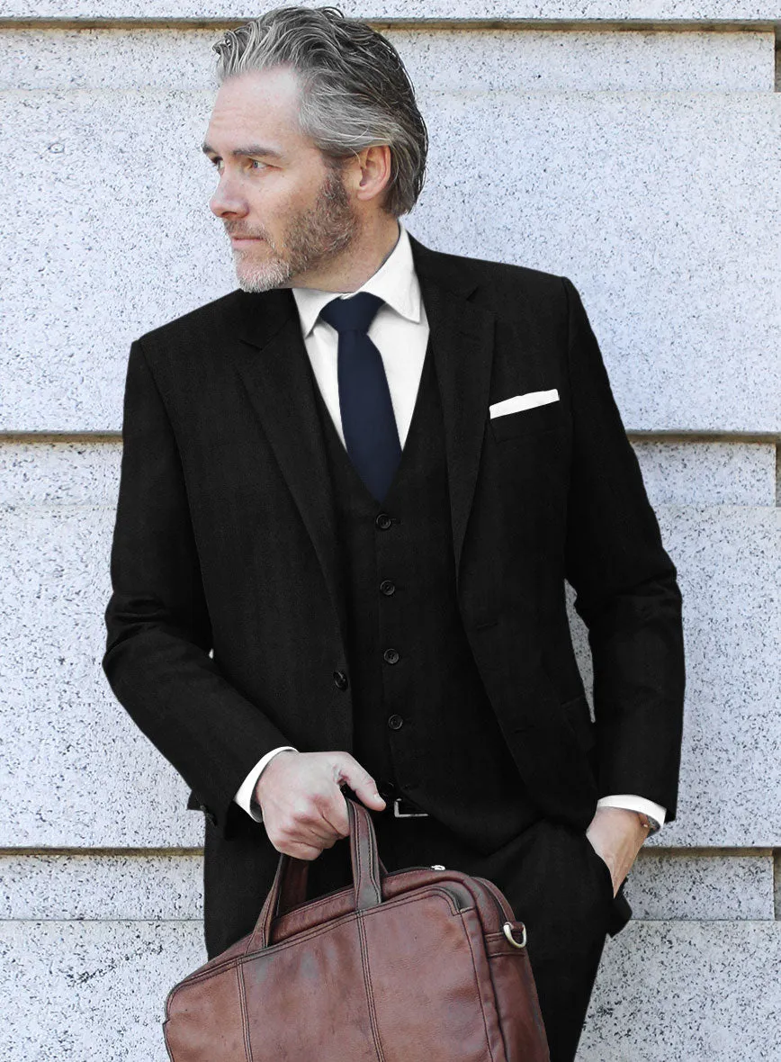 Italian Black Herringbone Flannel Jacket