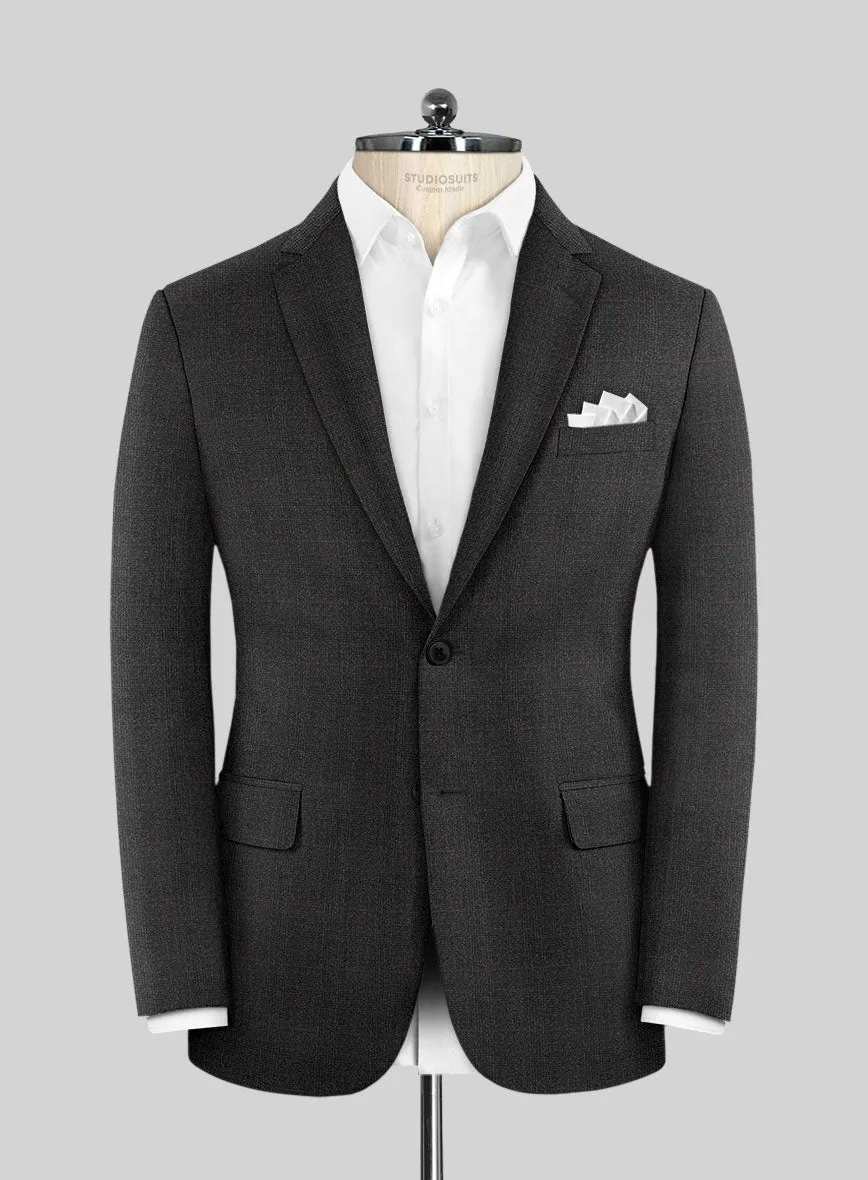 Italian Burta Charcoal Glen Flannel Suit