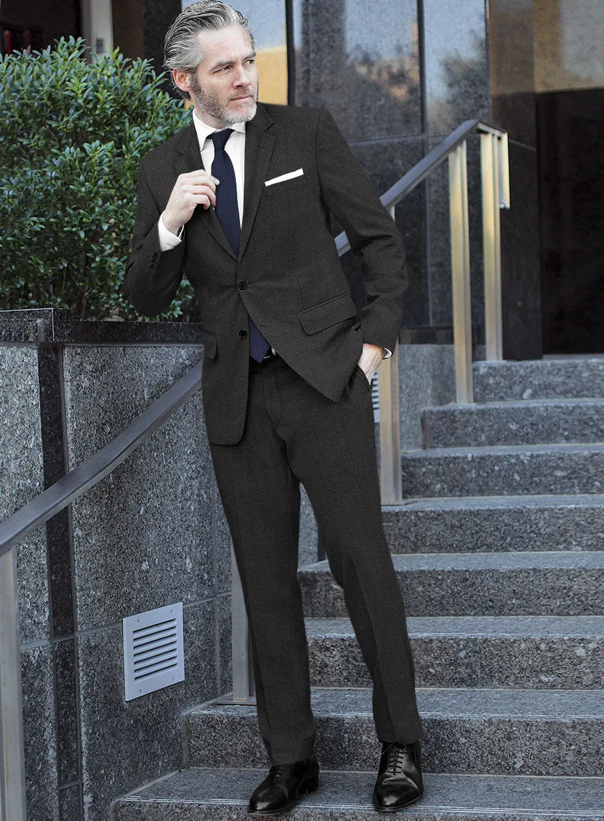 Italian Burta Charcoal Glen Flannel Suit