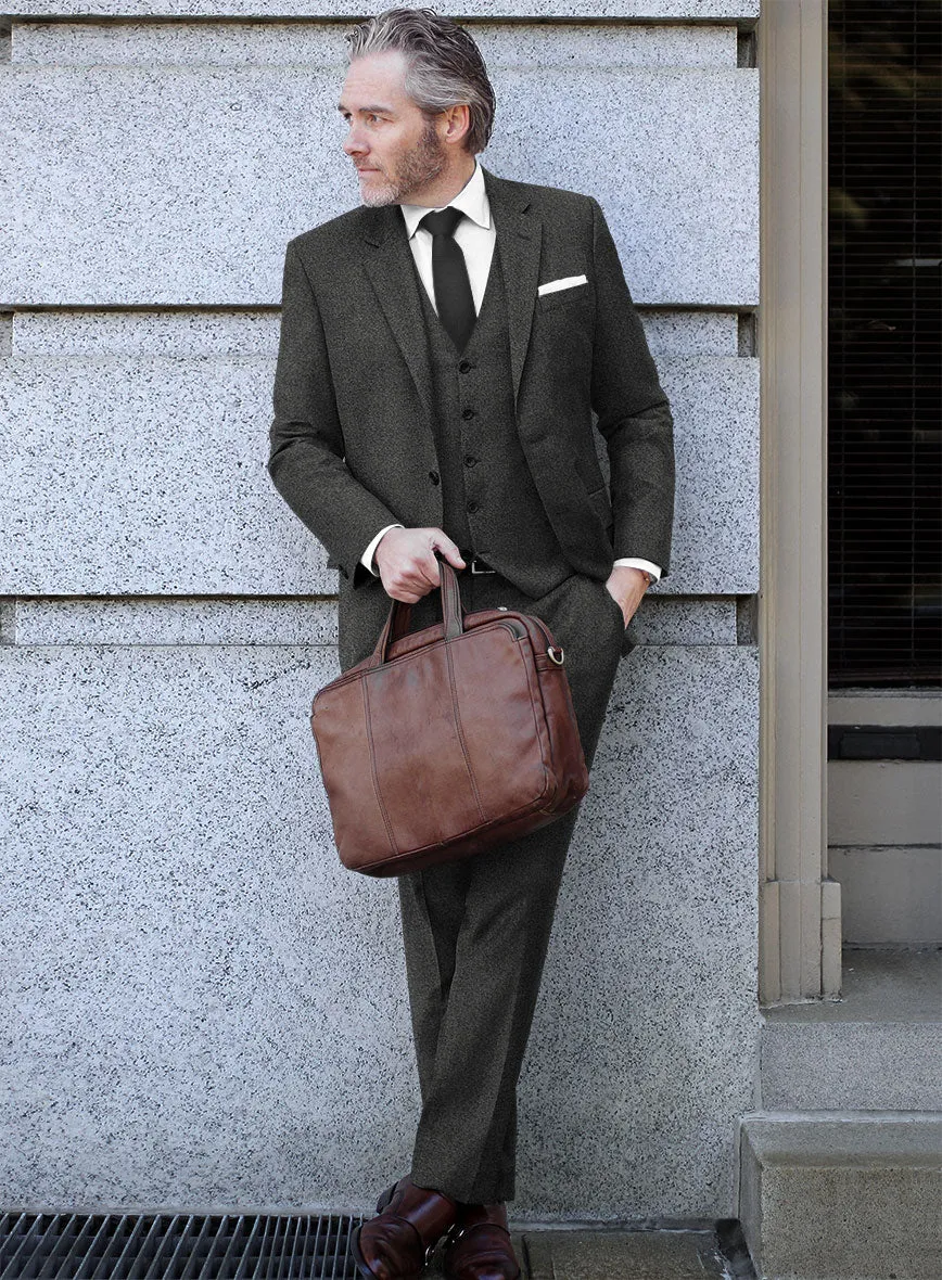 Italian Drego Gray Herringbone Wool Suit