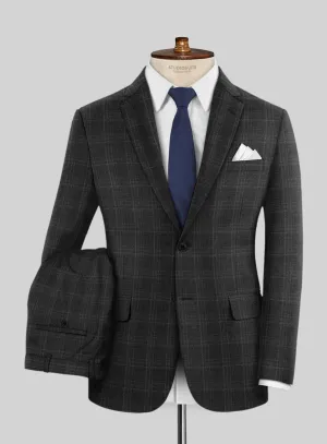Italian Ecar Black Checks Flannel Suit