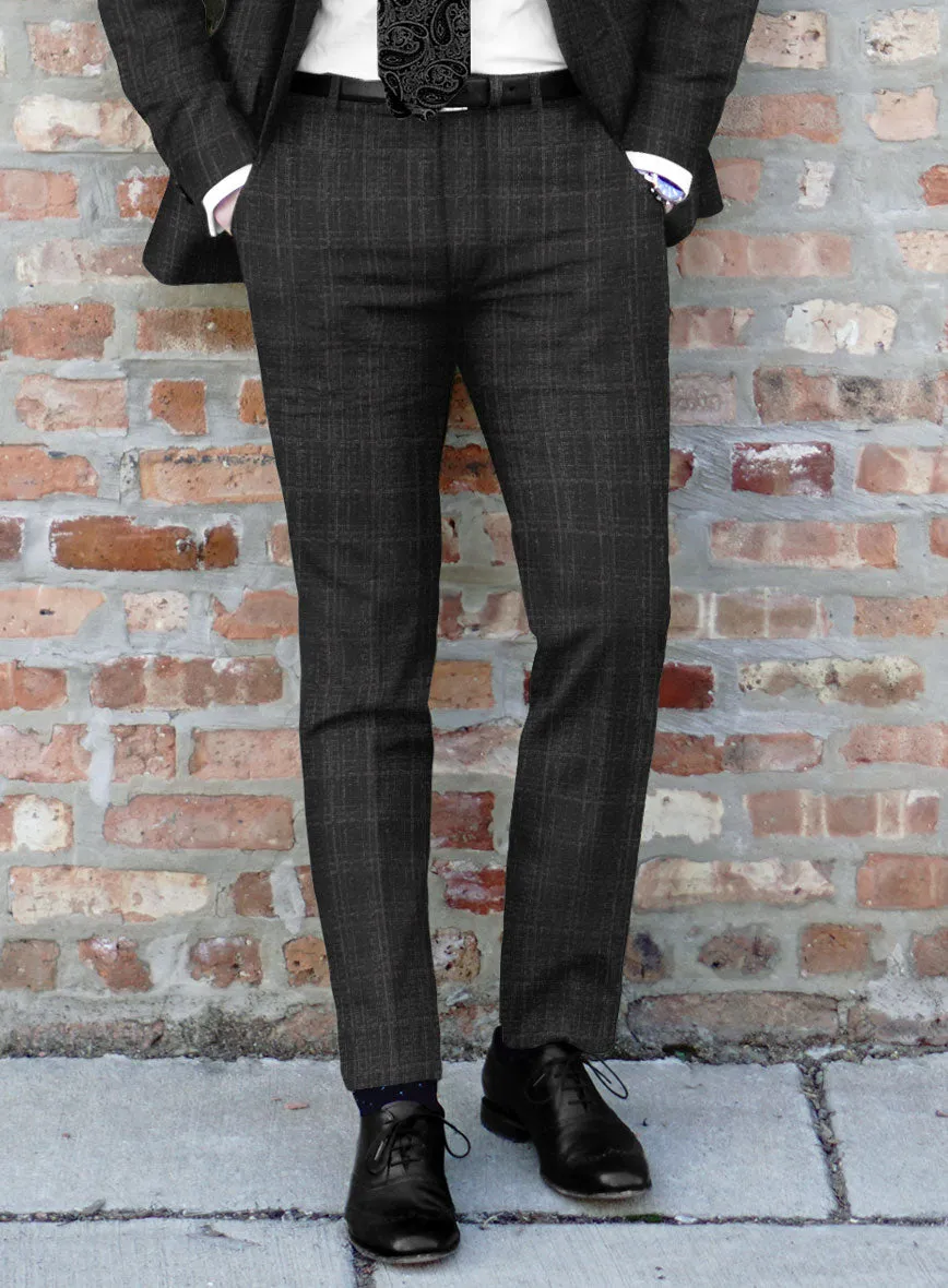 Italian Ecar Black Checks Flannel Suit