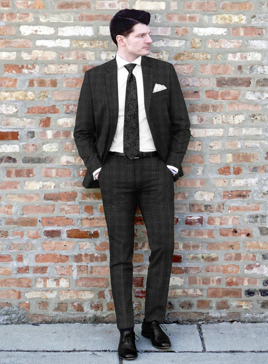 Italian Ecar Black Checks Flannel Suit