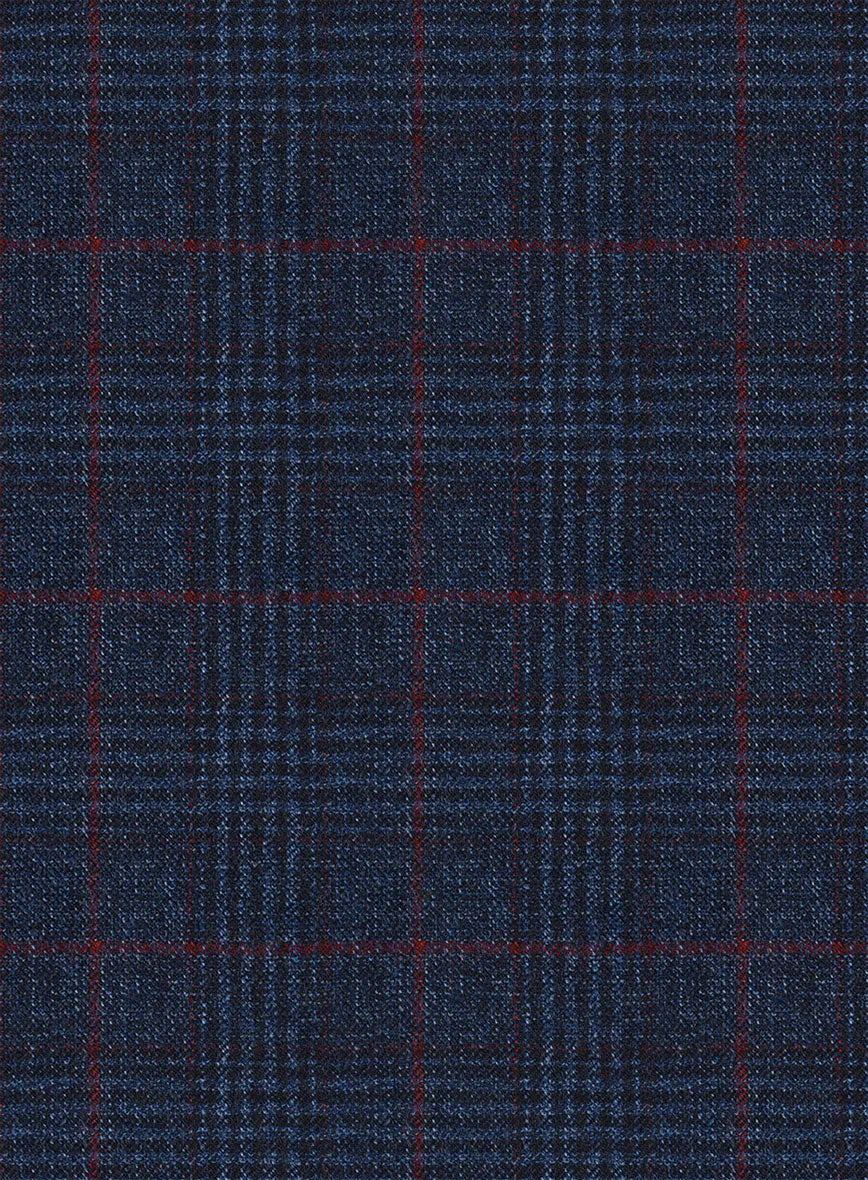 Italian Flick Dark Blue Checks Flannel Suit