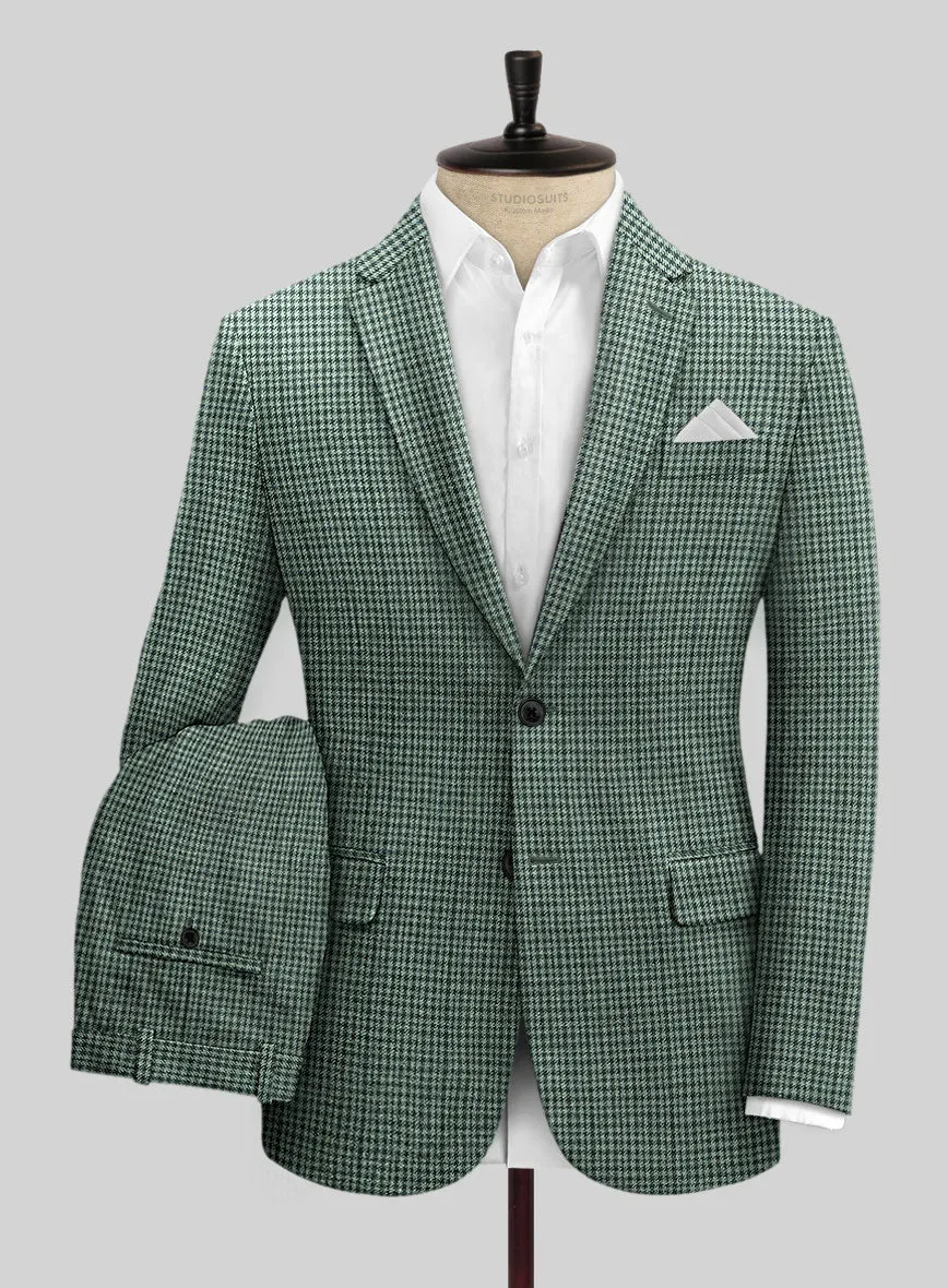 Italian Green Houndstooth Tweed Suit