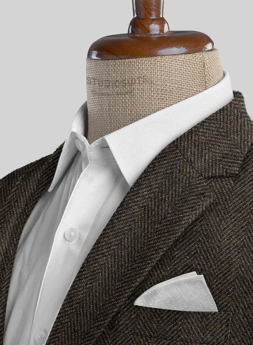 Italian Highlander Army Green Herringbone Tweed Jacket