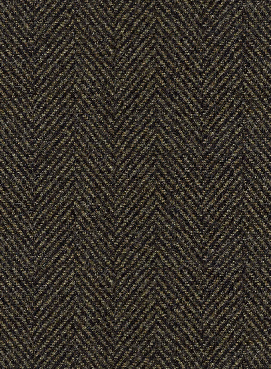 Italian Highlander Army Green Herringbone Tweed Jacket