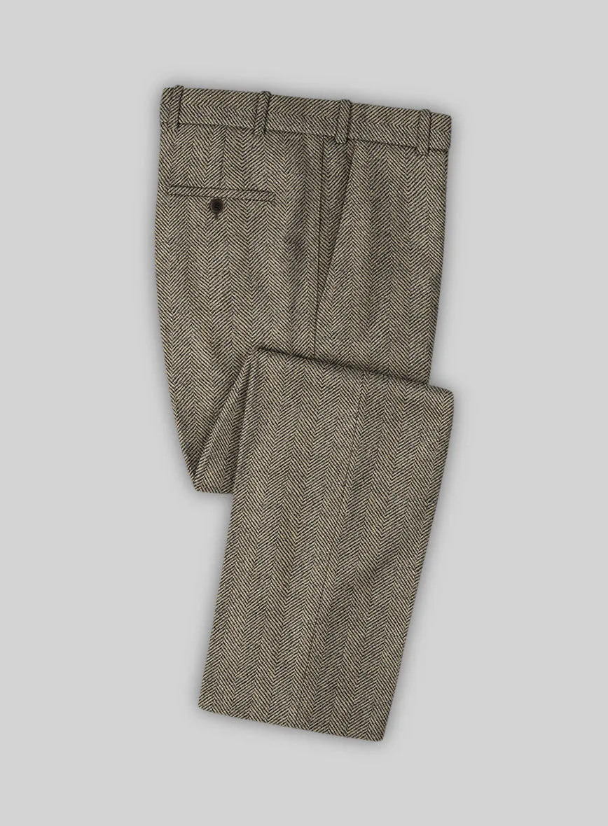 Italian Highlander Stone Beige Herringbone Tweed Suit