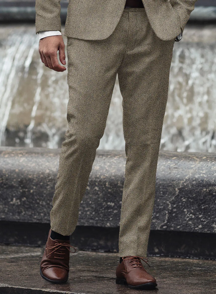 Italian Highlander Stone Beige Herringbone Tweed Suit