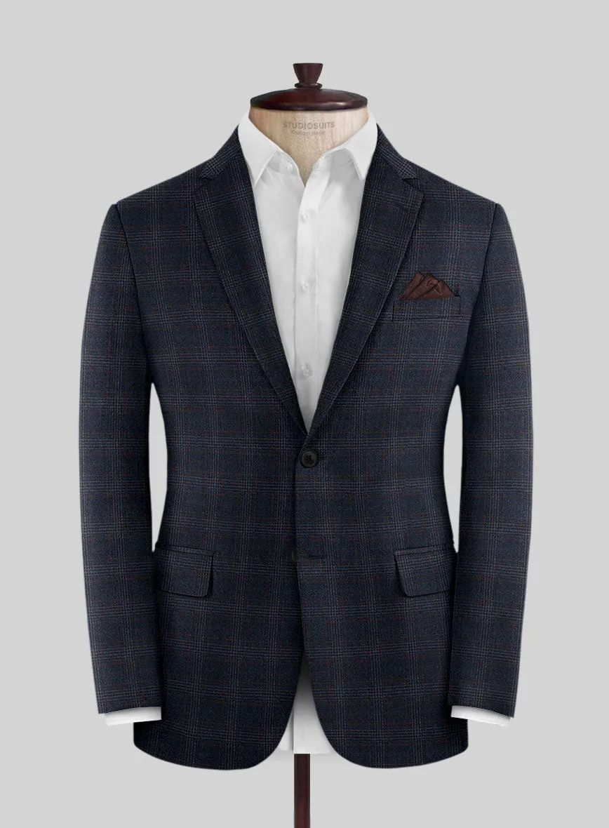 Italian Lark Blue Checks Flannel Jacket