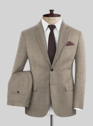 Italian Light Brown Herringbone Flannel Suit