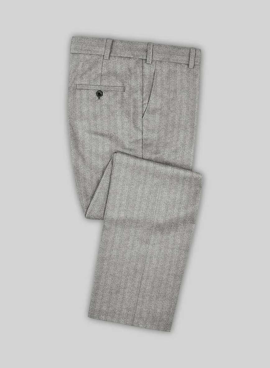 Italian Light Gray Herringbone Flannel Suit